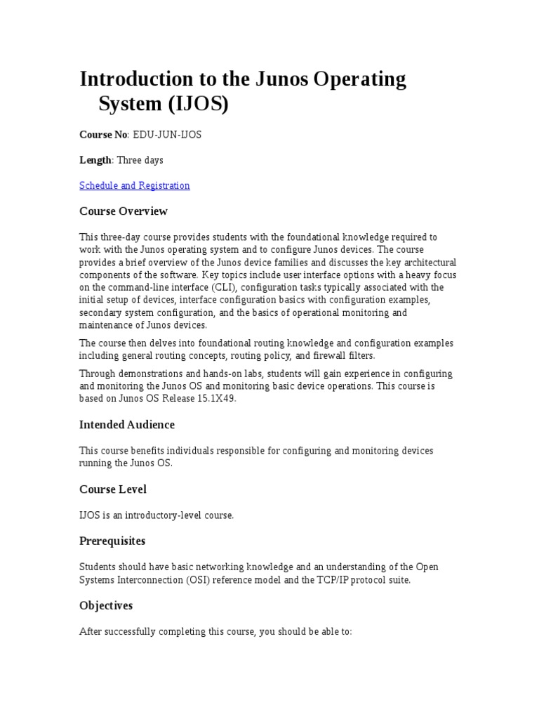 Intro to Junos OS: 3-Day Course Guide | PDF | Command Line Interface ...