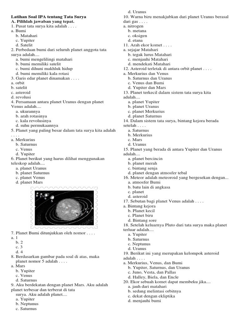 Soal Tata Surya Kelas 7 Doc - Membahas Soal