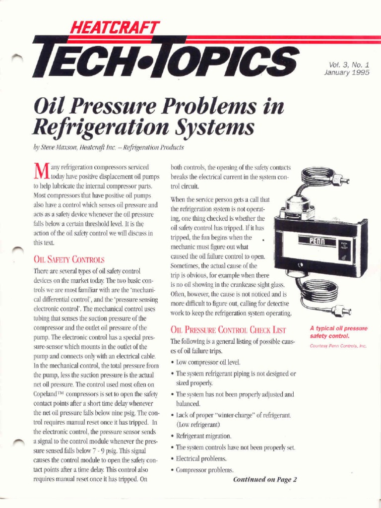 Oil Pressure Problems in Refrigeration Systems