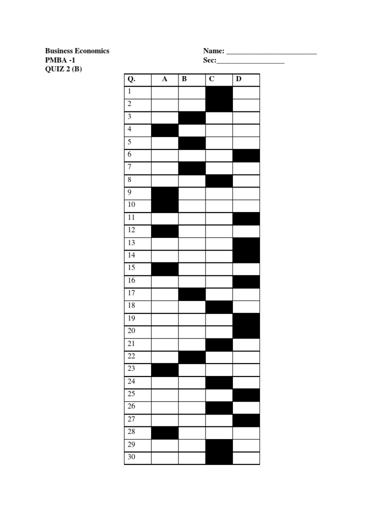 Quiz 2B Answer Key V2 | PDF