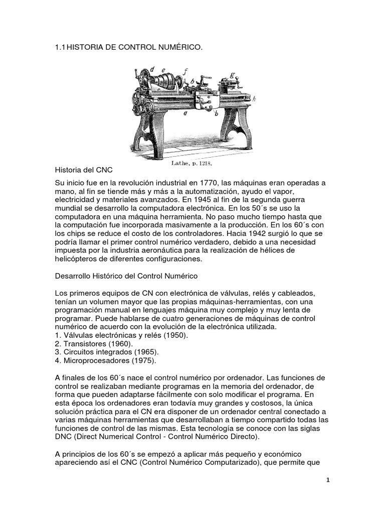 Evolución del Control Numérico CNC | PDF | Control numerico | Perforar