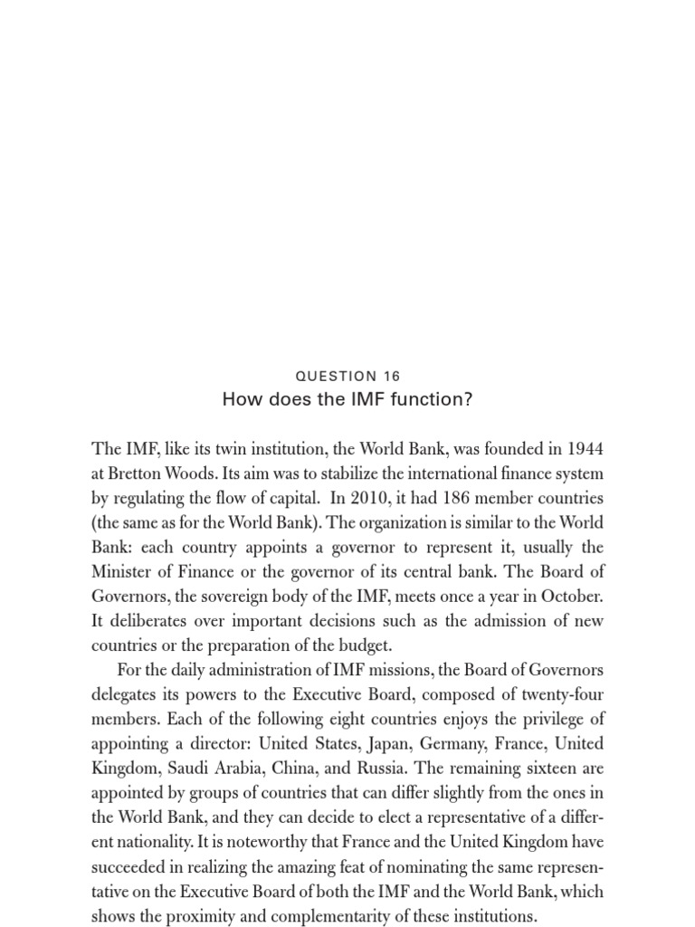 How the IMF Operates and Governs | PDF | Special Drawing Rights ...