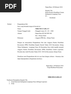 Surat Pengunduran Diri Ppk