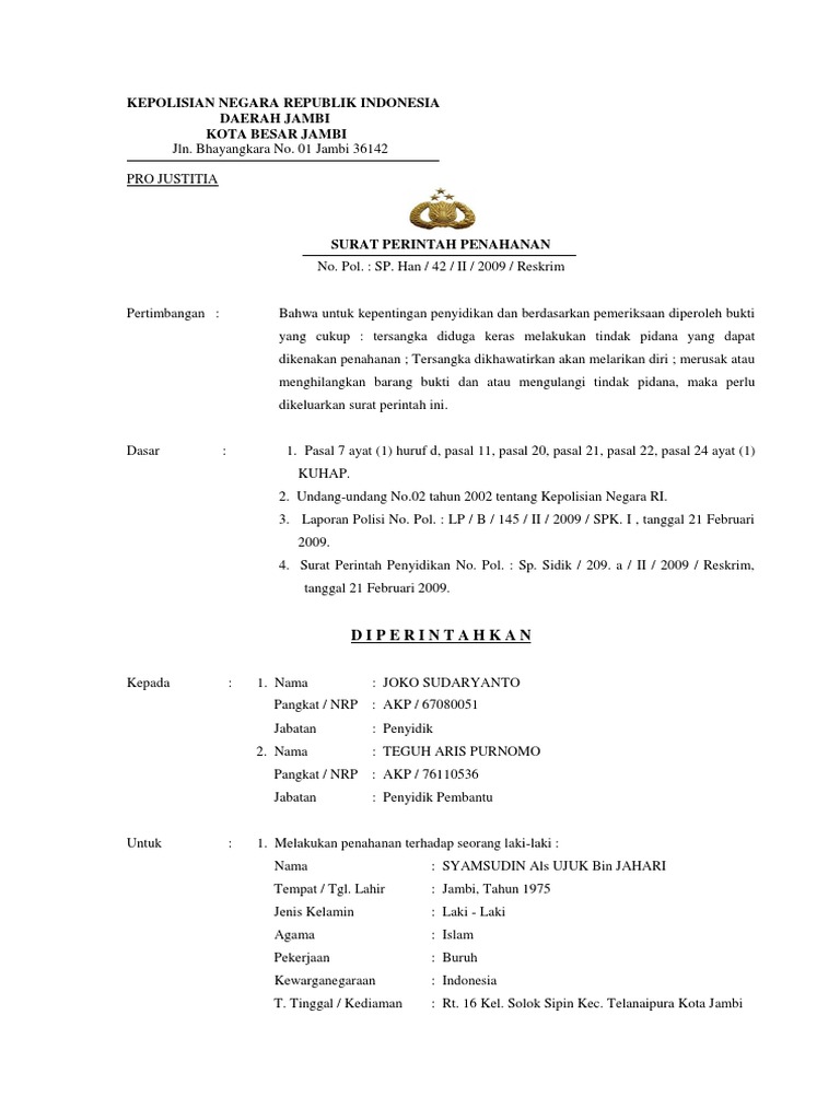 Surat Perintah Penahanan
