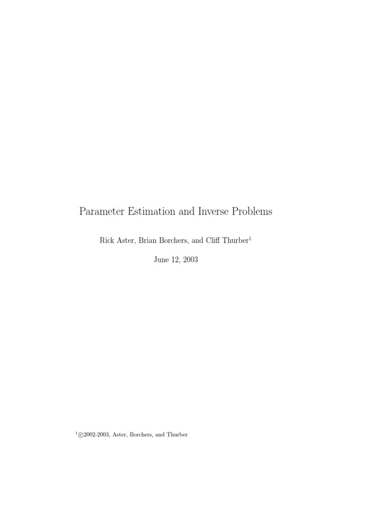 Parameter Estimation and Inverse Problems | PDF | Inverse Problem ...