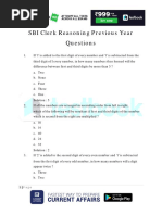 SBI Clerk Reasoning Previous Year Questions