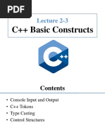 Lecture 2-3: C++ Basic Constructs