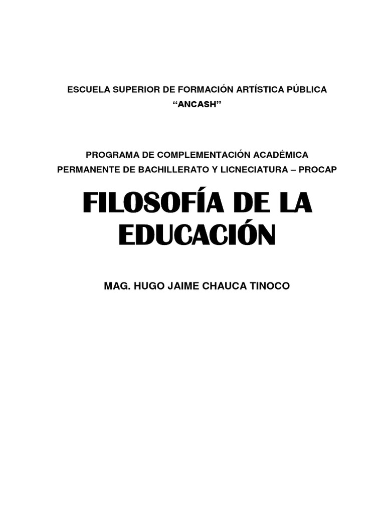 Filosofía de la Educación: Fundamentos y Teorías | PDF | Science ...