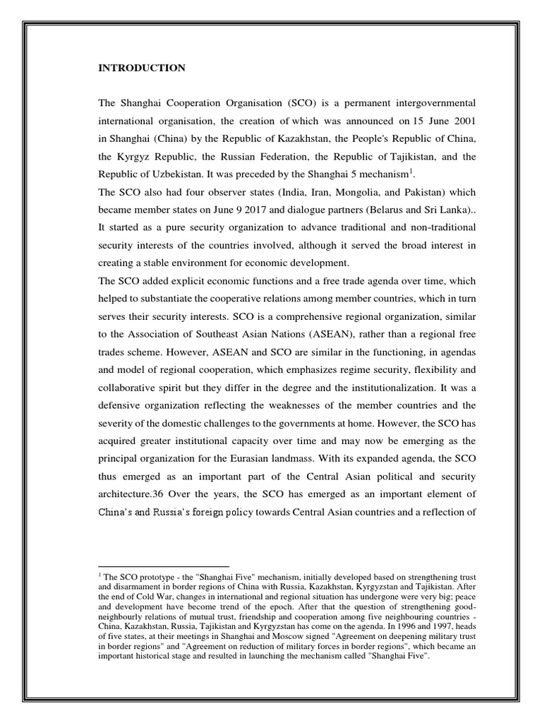 The Shanghai Cooperation Organisation | PDF | Central Asia | Global ...