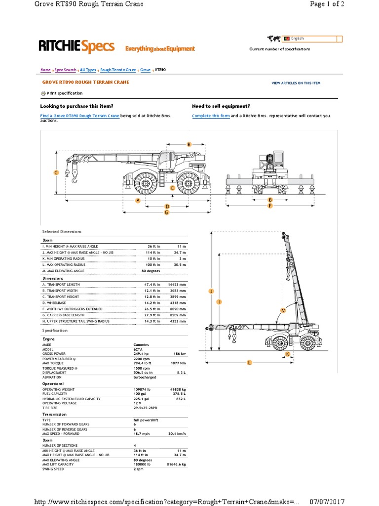 Grove Rt890 Rough Terrain Crane: Looking To Purchase This Item? Need To ...
