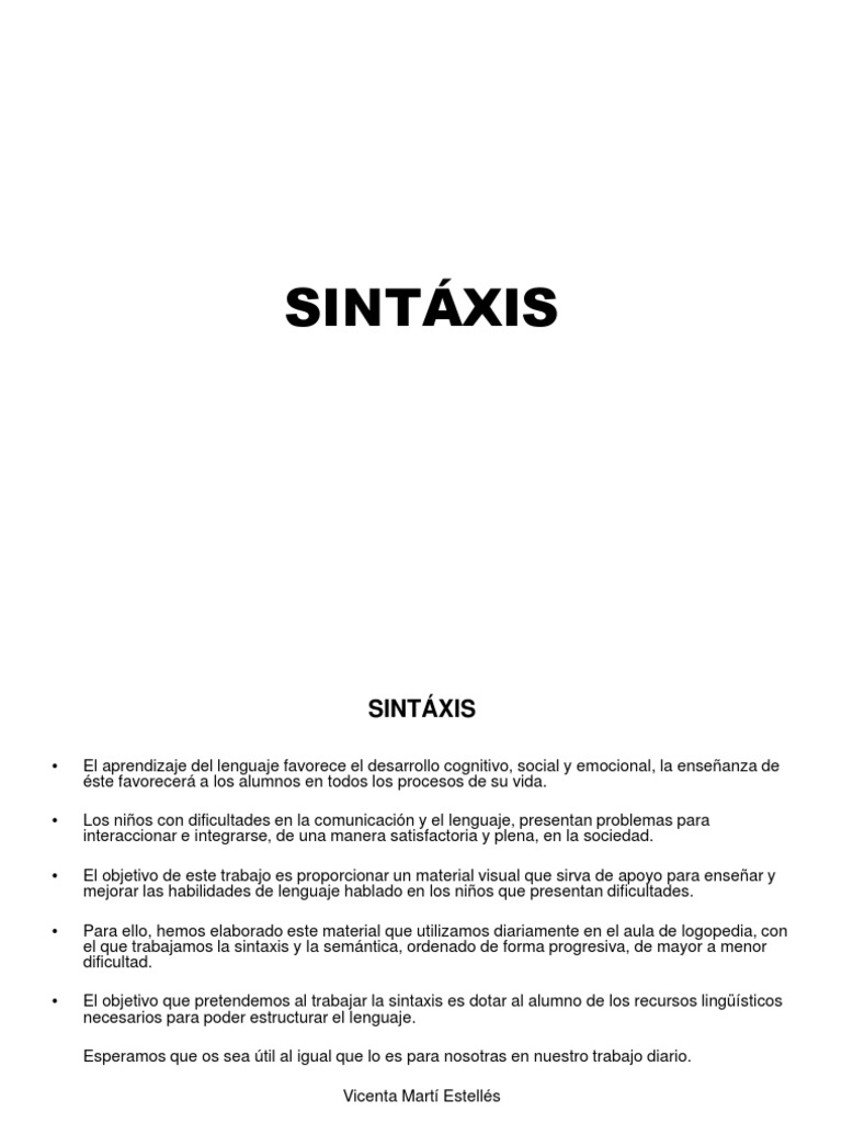 Sintaxis: Herramientas para Niños | PDF