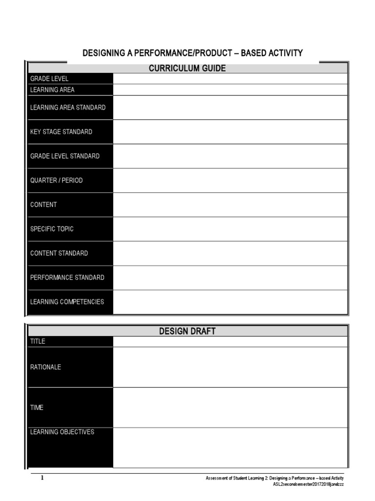 Performance-Based Activity Curriculum Guide | PDF
