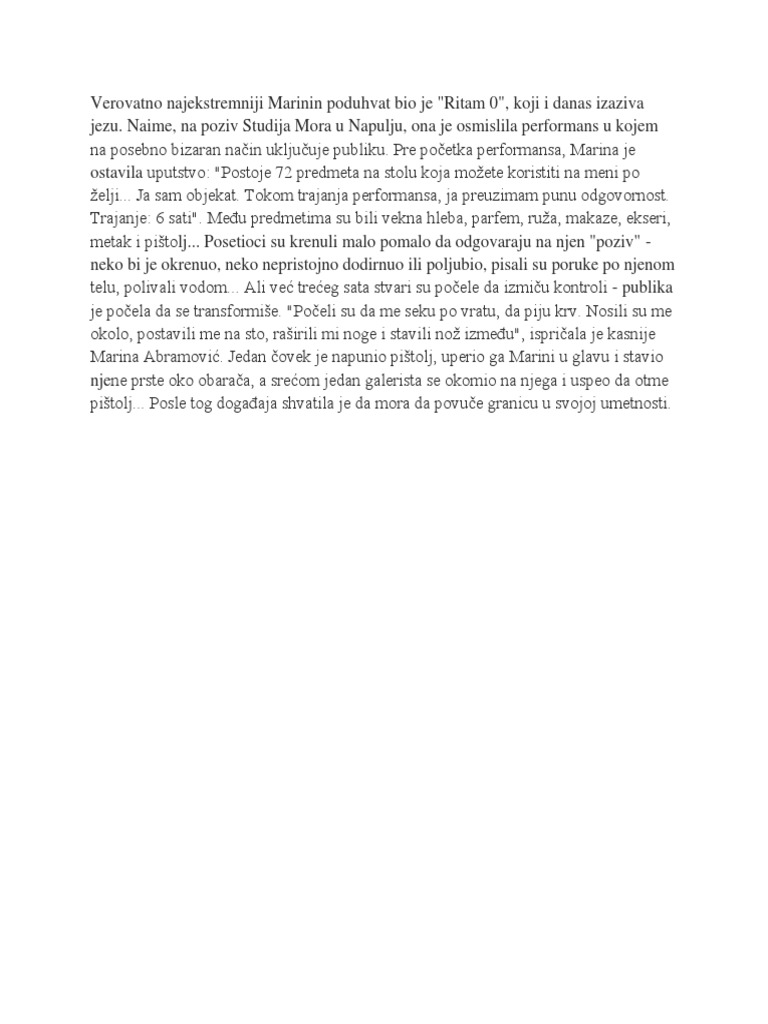 Ritam 0 Marina Abramovic | PDF
