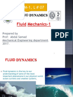 Fluid Mechanics-1: Prepared by Prof: Abdul Samad Mechanical Engineering Department. 2017