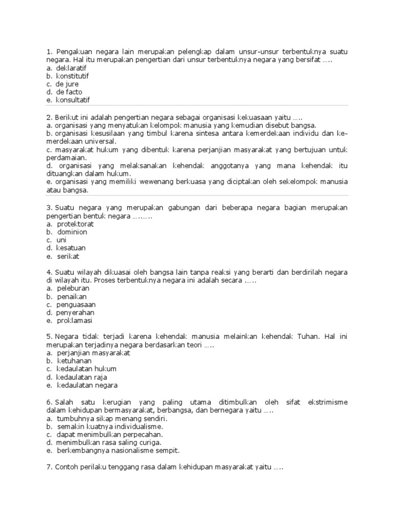 Soal Us Pkn Dan Kunci