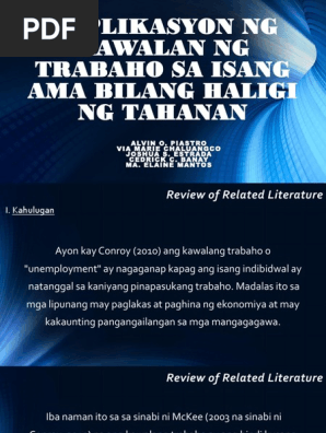 Implikasyon Ng Kawalan Ng Trabaho Sa Isang Ama Pdf