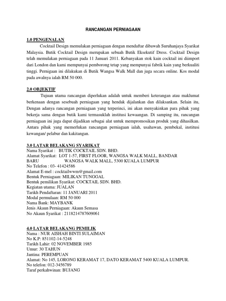 Rancangan Perniagaan Kedai Jahit - dojoaki