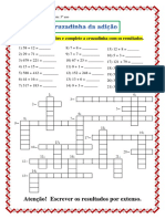 Cruzadinhas Com Adição Subtração Multiplicação e Divisão