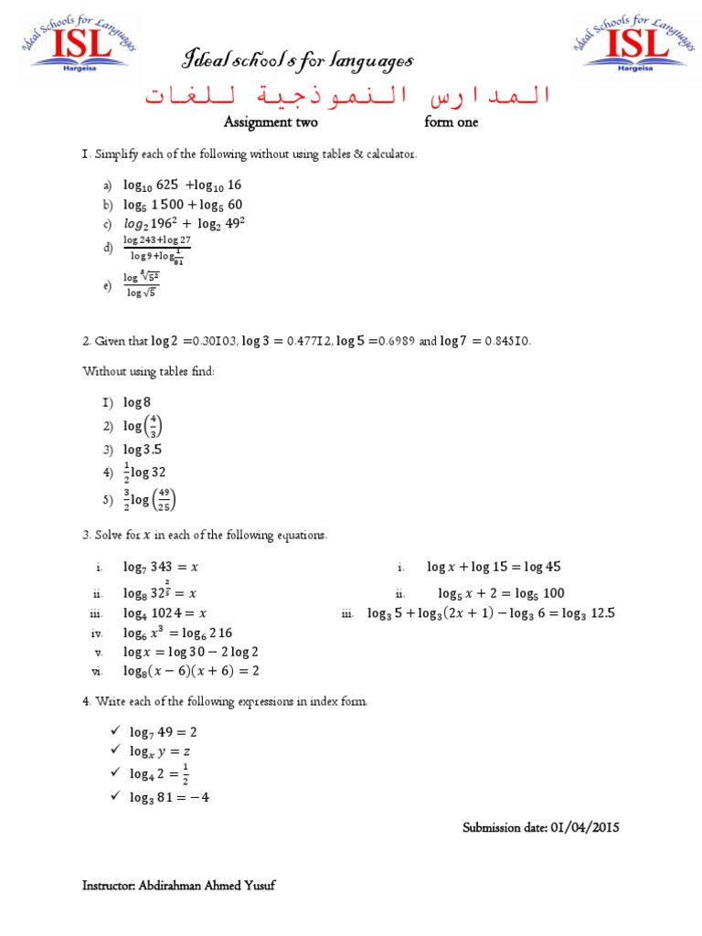 Language School Logarithm Assignment | PDF | Teaching Methods & Materials
