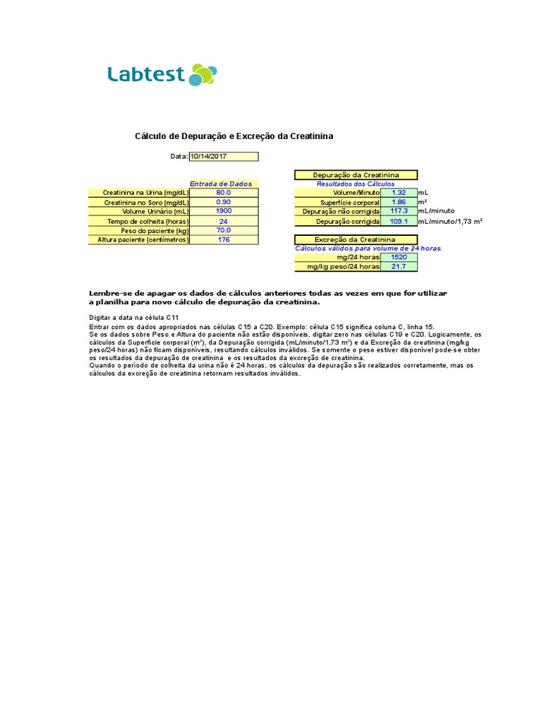Calculo Da Depuracao Da Creatinina2