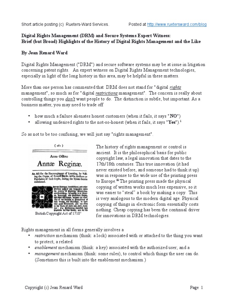 Ward Blog 04 DRM | PDF | Digital Rights Management | Key (Cryptography)