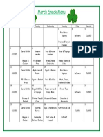 March 2018 Snack Menu