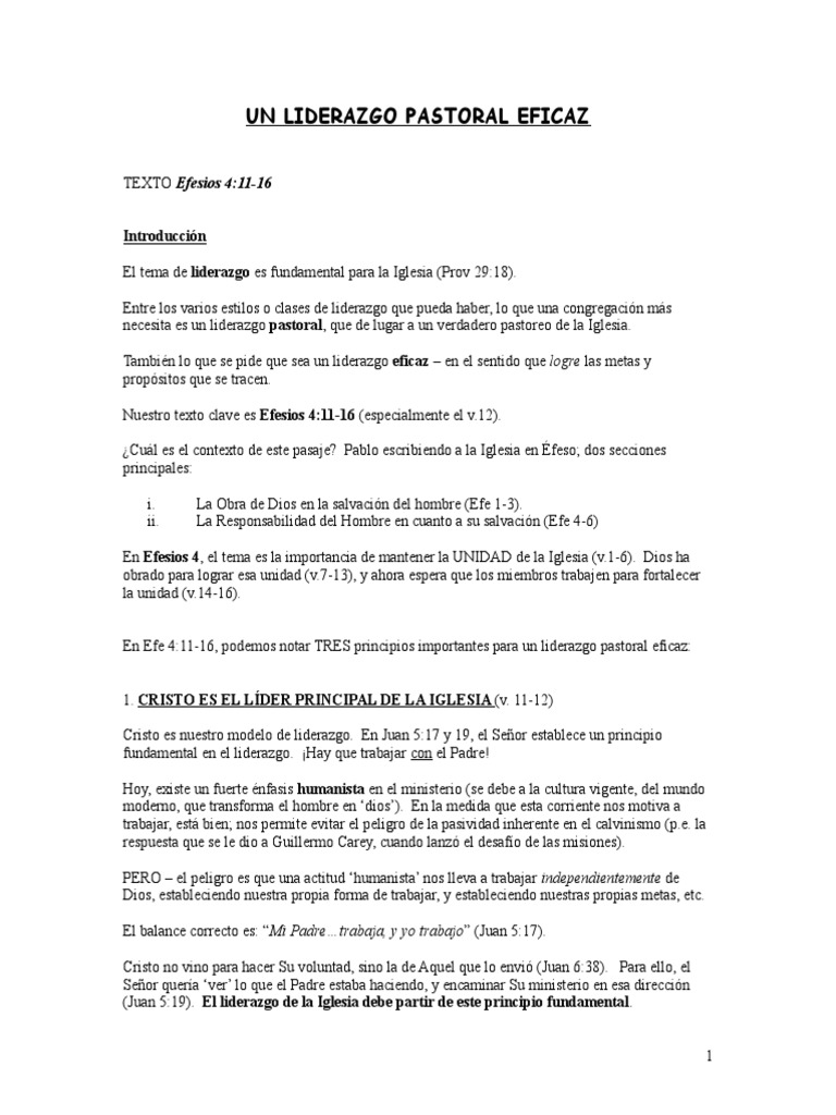 Un Liderazgo Pastoral Eficaz | PDF | Cristo (título) | Dios en el ...