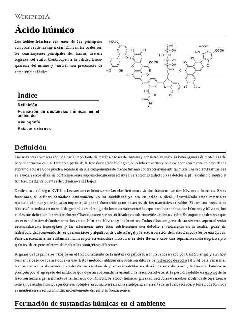 Ácido Húmico PDF PDF Sustancias químicas Química