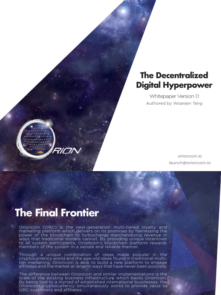 Orioncoin Whitepaper | PDF | Multi Level Marketing | Bitcoin