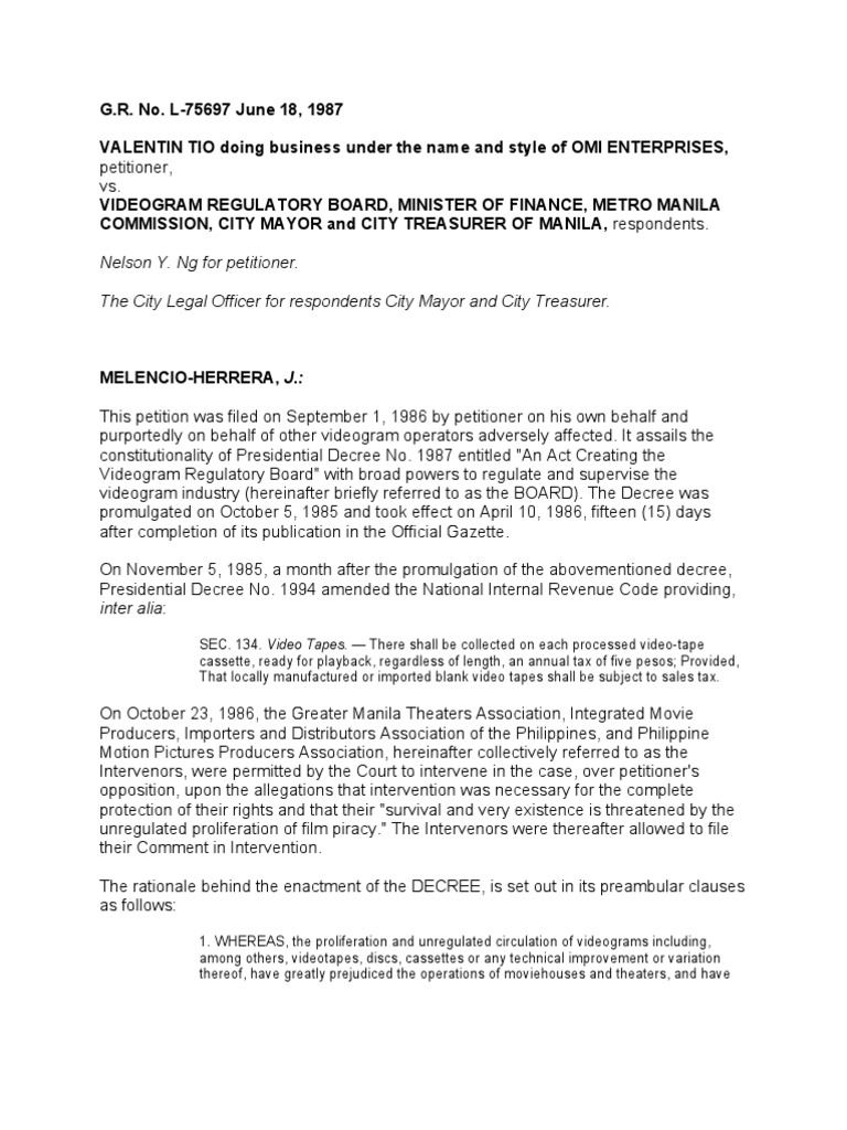 Tio vs. Videogram Regulatory Board | PDF | Presumption Of Innocence ...