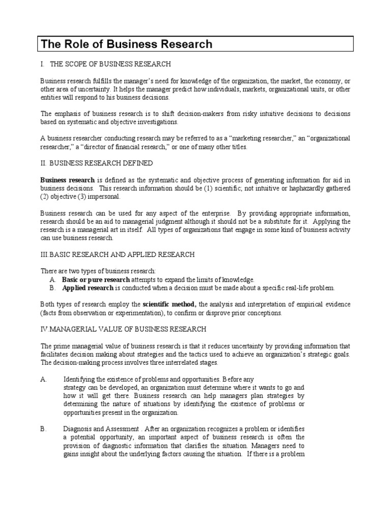 Importance of Business Research in Decisions | PDF | Quality Management ...