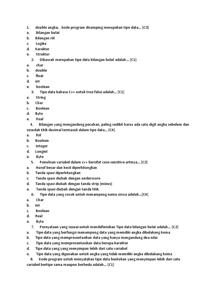 Tipe Data dan Operator dalam C++ | PDF