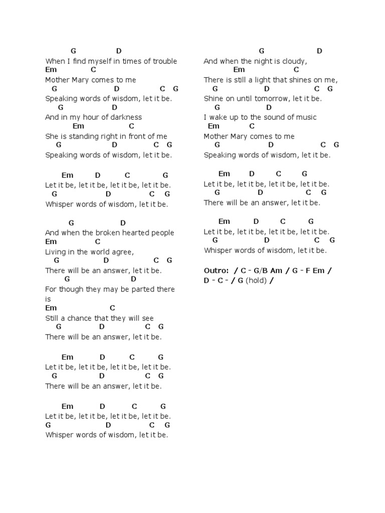 Let It Be Chords | PDF