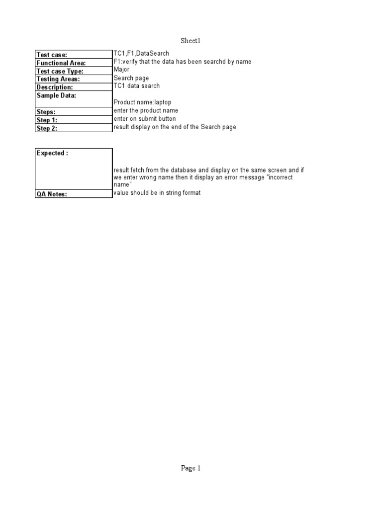 Test Case Sample Search | PDF