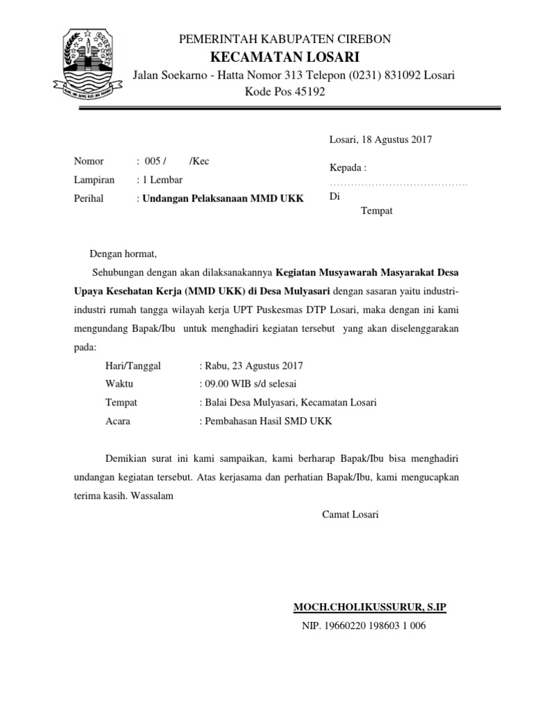 Contoh Surat Mmd Puskesmas Losari