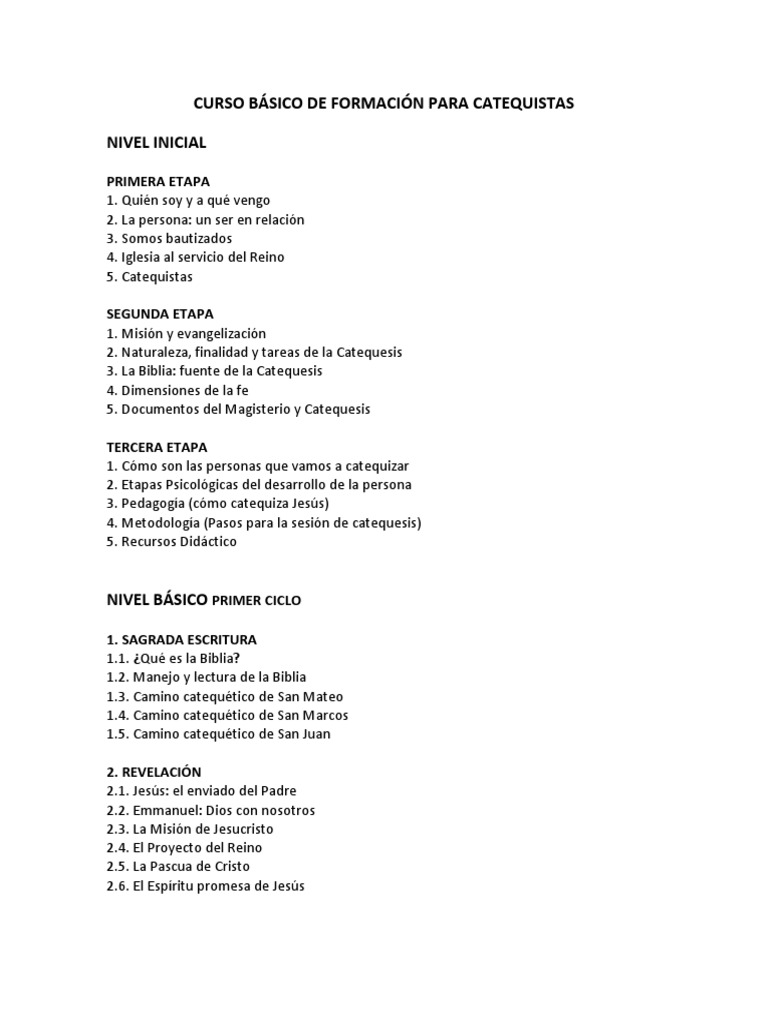 Curso Básico De Formación Para Catequistas Pdf Eucaristía 