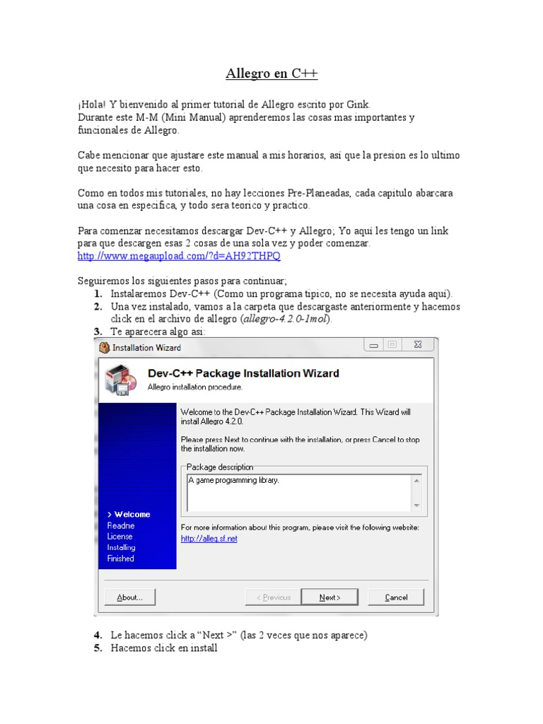Tutorial de instalación de Allegro en C++ | PDF | Informática y ...