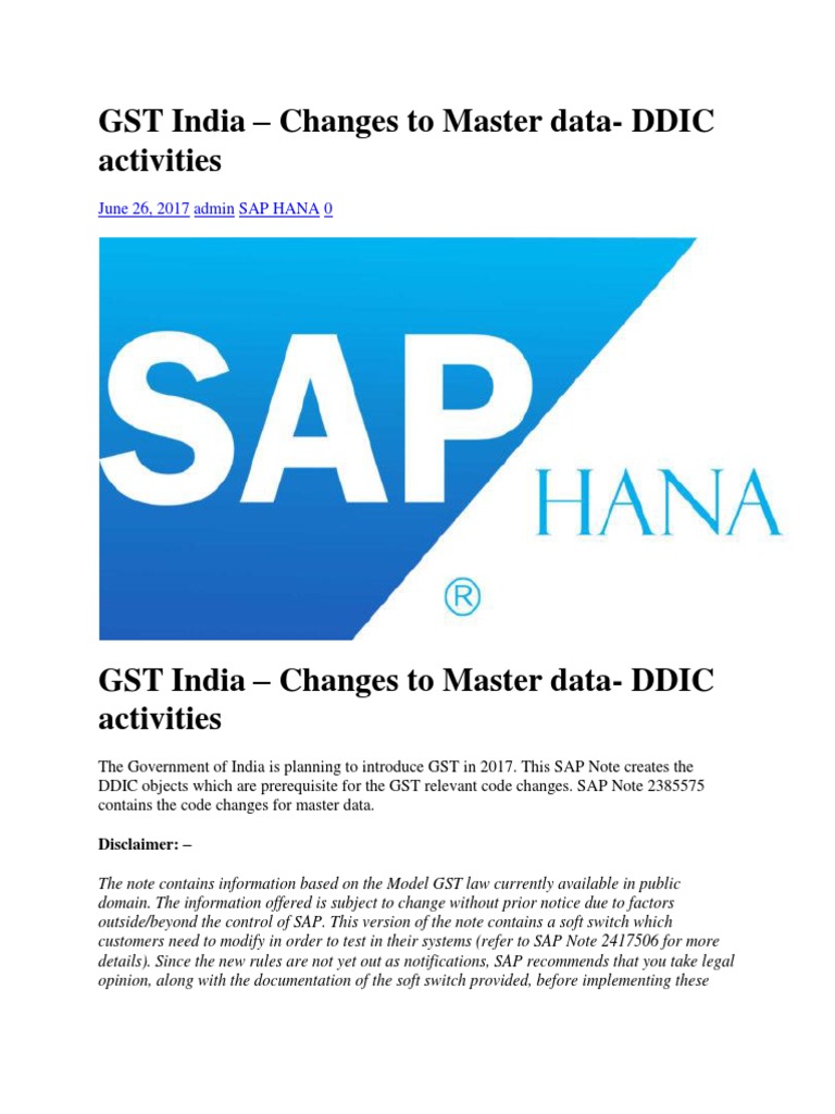 GST India - Master Data | PDF | Sap Se | Computing