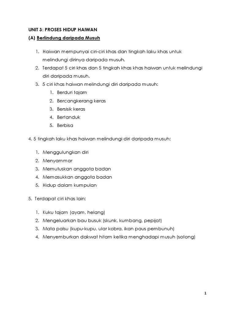 Nota Sains Unit 3 Tahun 4 Pdf