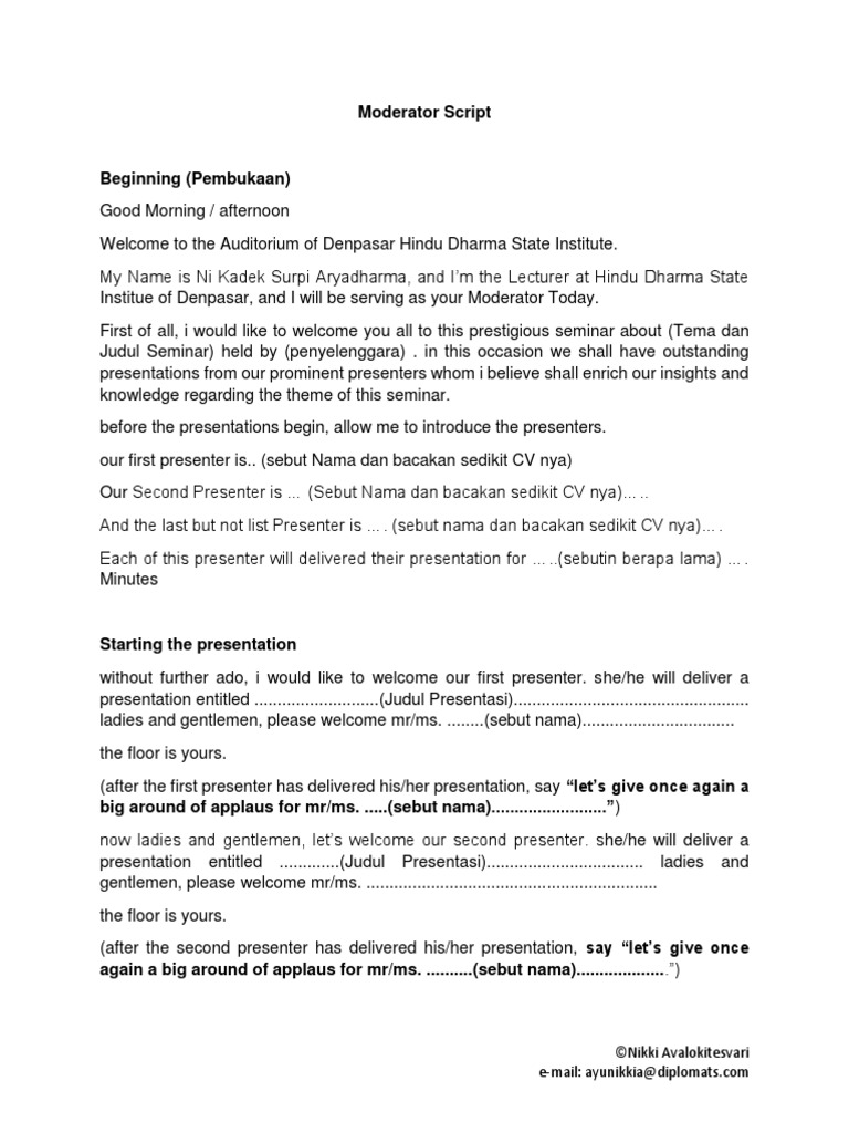 Moderator Script