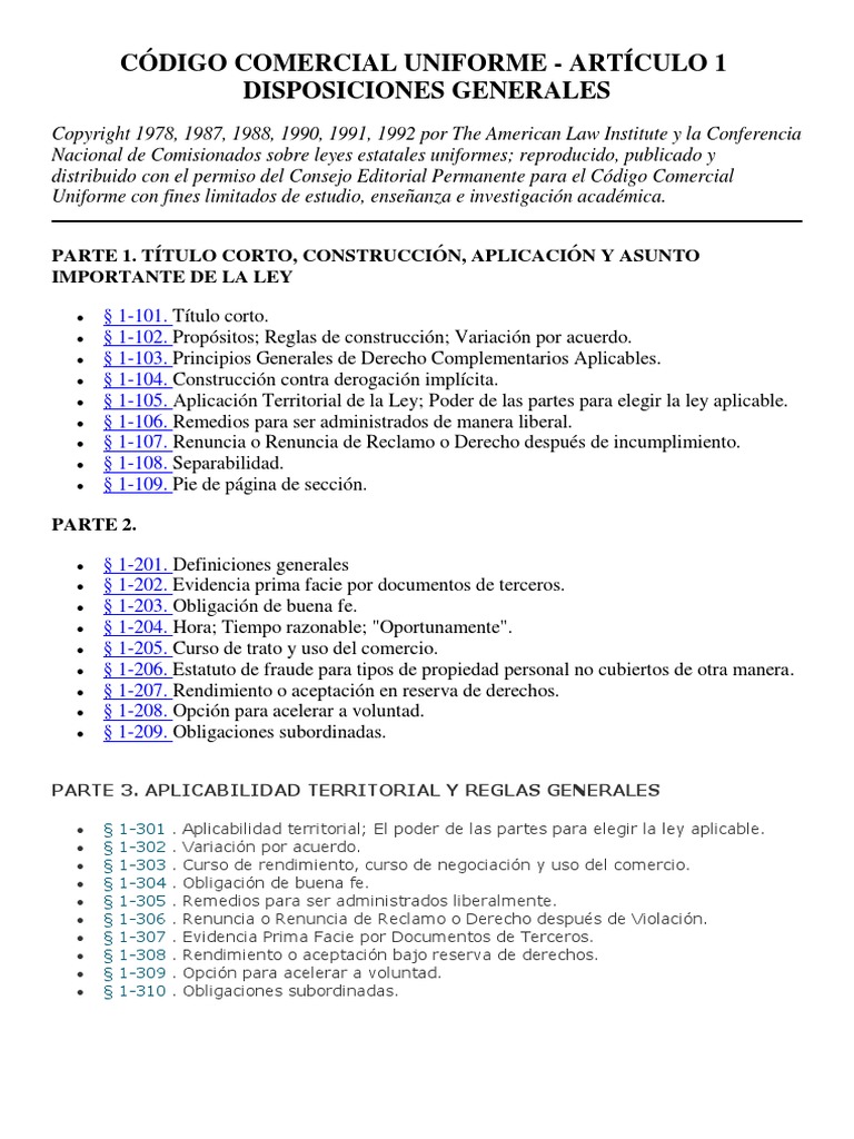 Código Comercial Uniforme: Disposiciones Generales | PDF | Pagos ...
