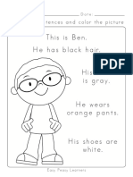 Color the picture of Ben based on sentences