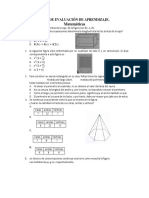 Test de evaluación de aprendizaje de matemáticas con 7 preguntas sobre áreas, perímetros y figuras geométricas