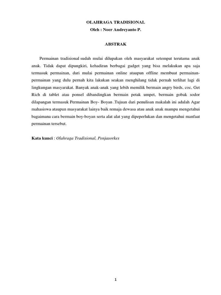 Makalah Olahraga Tradisional