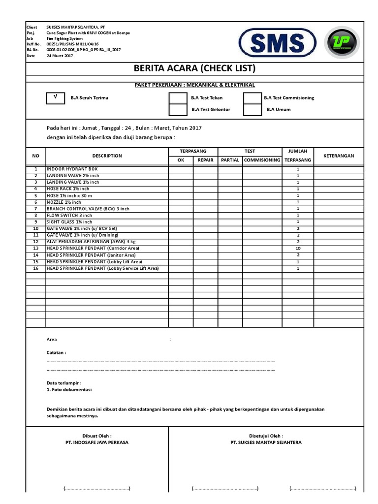 Berita Acara (Check List) | PDF