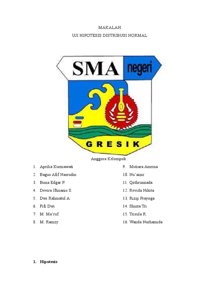 Uji Hipotesis Distribusi Normal