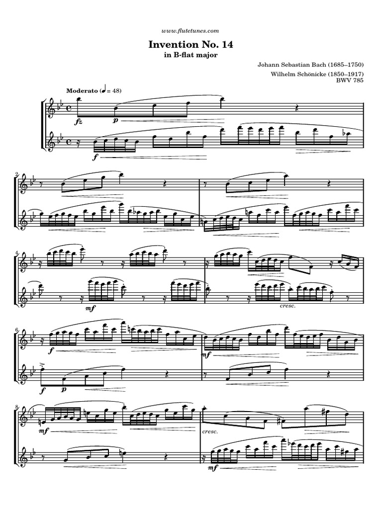 Bach Invention No14 in B Flat Major PDF | PDF | Choral Compositions ...