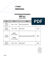 MBBS Year 1 Professional Exam Timetable