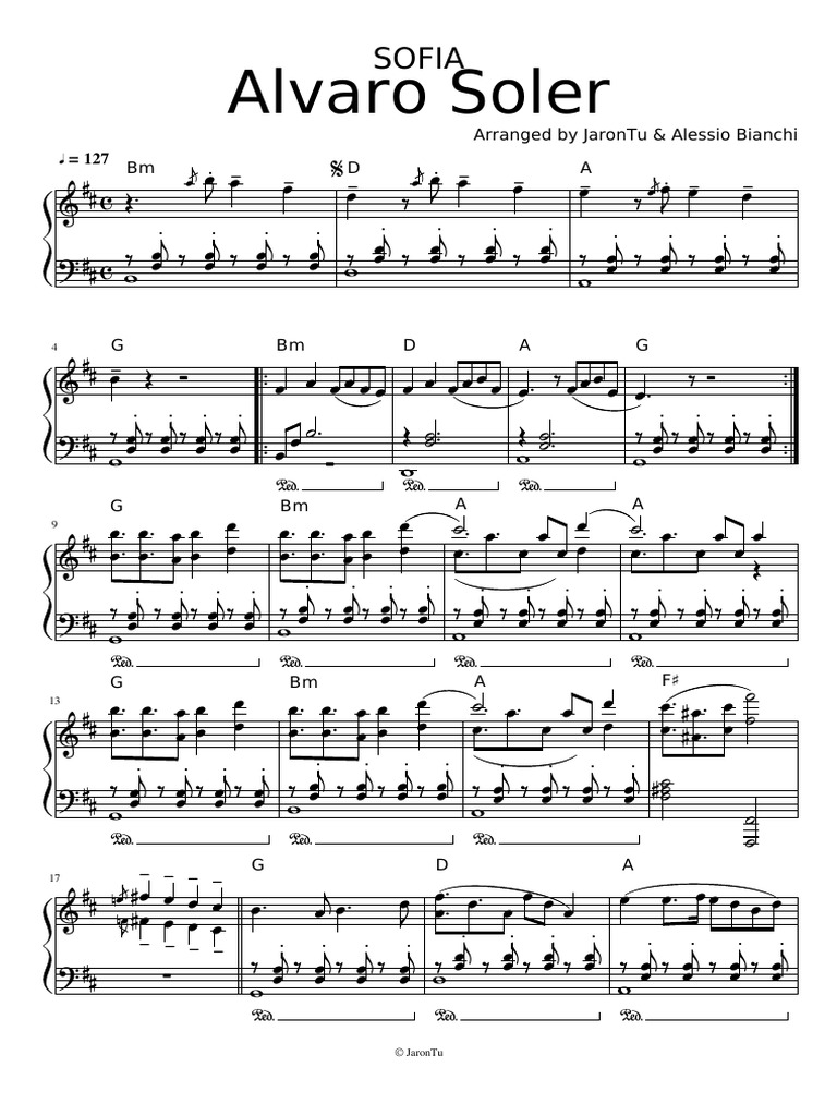 Sofia - Alvaro Soler Piano | PDF