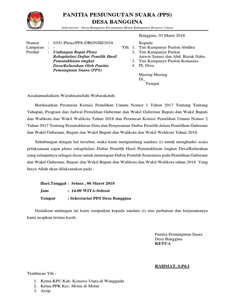 8400 Contoh Undangan Rapat Pleno Terbaru